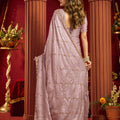 Premium Mauve Velvet Silk Saree Beads Sequins Work for Women