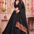 Stunning Black Multicolor Rayon Thread Work Designer Lehenga Choli with Dupatta