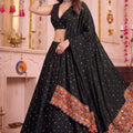 Stunning Black Multicolor Rayon Thread Work Designer Lehenga Choli with Dupatta