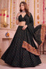 Stunning Black Multicolor Rayon Thread Work Designer Lehenga Choli with Dupatta