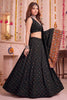 Stunning Black Multicolor Rayon Thread Work Designer Lehenga Choli with Dupatta