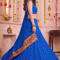 Graceful Royal Blue Multicolor Rayon Thread Work Designer Lehenga Choli with Dupatta