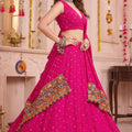 Beautiful Rani Pink Multicolor Rayon Thread Work Designer Lehenga Choli with Dupatta