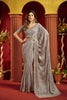 Stylish Grey Velvet Silk Saree Beads Sequins Work for Women