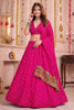 Beautiful Rani Pink Multicolor Rayon Thread Work Designer Lehenga Choli with Dupatta