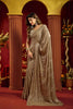 Grateful Beige Velvet Silk Saree Beads Sequins Work for Women