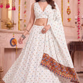 Stylish White Multicolor Rayon Thread Work Designer Lehenga Choli with Dupatta