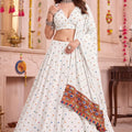 Stylish White Multicolor Rayon Thread Work Designer Lehenga Choli with Dupatta