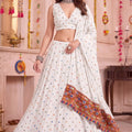 Stylish White Multicolor Rayon Thread Work Designer Lehenga Choli with Dupatta