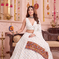Stylish White Multicolor Rayon Thread Work Designer Lehenga Choli with Dupatta