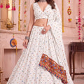 Stylish White Multicolor Rayon Thread Work Designer Lehenga Choli with Dupatta