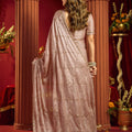 Beautiful Rose Pink Velvet Silk Saree Beads Sequins Work for Women