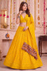 Trendy Yellow Multicolor Rayon Thread Work Designer Lehenga Choli with Dupatta