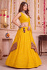 Trendy Yellow Multicolor Rayon Thread Work Designer Lehenga Choli with Dupatta