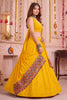 Trendy Yellow Multicolor Rayon Thread Work Designer Lehenga Choli with Dupatta