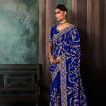 Royal Blue Heavy Embroidered Designer Saree with Blouse 