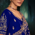 Royal Blue Heavy Embroidered Designer Saree with Blouse