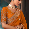 Designer Orange Silk Saree with Heavy Border Matching Blouse