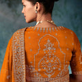 Designer Orange Silk Saree with Heavy Border Matching Blouse