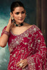 Designer Maroon Embroidered Saree with Heavy Zari Work Matching Blouse