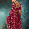 Designer Maroon Embroidered Saree with Heavy Zari Work Matching Blouse