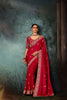 Red Embroidered Designer Saree with Blouse Party Wear Silk Blend Saree