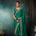  Green Designer Silk Saree with Heavy Border Blouse