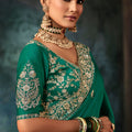 Green Designer Silk Saree with Heavy Border Blouse