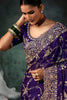 Royal Purple Designer Silk Saree with Heavy Matching Blouse