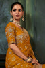 Mustard Yellow Heavy Designer Georgette Saree with Matching Blouse
