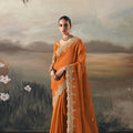 Orange Designer Embroidered Saree with Zari and Stone Work