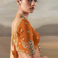 Orange Designer Embroidered Saree with Zari and Stone Work