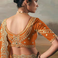 Orange Designer Embroidered Saree with Zari and Stone Work