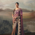 Designer Purple and Brown Embroidered Saree