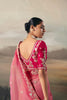 Pink Organza Saree Maroon Border Designer Blouse