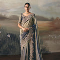 Grey Silk Embroidered Saree with Designer Blouse Party Wear Saree