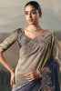 Grey Silk Embroidered Saree with Designer Blouse Party Wear Saree