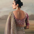 Elegant Beige Embroidered Silk Saree with Pink Blouse and Zari Border