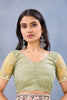 Pastel Yellow Floral Embroidered Net Saree with Designer Border