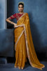 Mustard Yellow Embroidered Designer Saree with Heavy Border 
