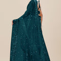 Teal Green Net Saree Heavy Sequins Embroidery Designer Blouse