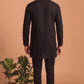 Stylish Black Lachka Designer Kurta Pyjama Set for Men with Embroidered Work