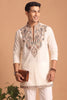 Awesome Off White Lachka Designer Kurta Pyjama Set with Embroidered Work for Wedding