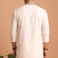 Awesome Off White Lachka Designer Kurta Pyjama Set with Embroidered Work for Wedding