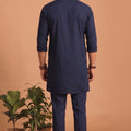 Superb Navy Blue Lachka Designer Kurta Pyjama Set with Embroidered Work for Wedding