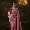 Beautiful Pink Premium Viscose Zari Embroidery Saree for Women