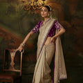 Admirable Beige Premium Viscose Zari Embroidery Saree for Women
