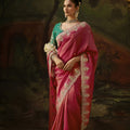 Gorgeous Pink Premium Viscose Zari Embroidery Saree for Women