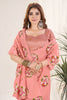 Peach Organza Saree with Floral Embroidery Designer Blouse
