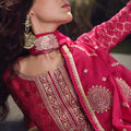 Graceful Rani Pink Viscose Jacquard Embroidered Designer Palazzo Suit with Dupatta for Wedding